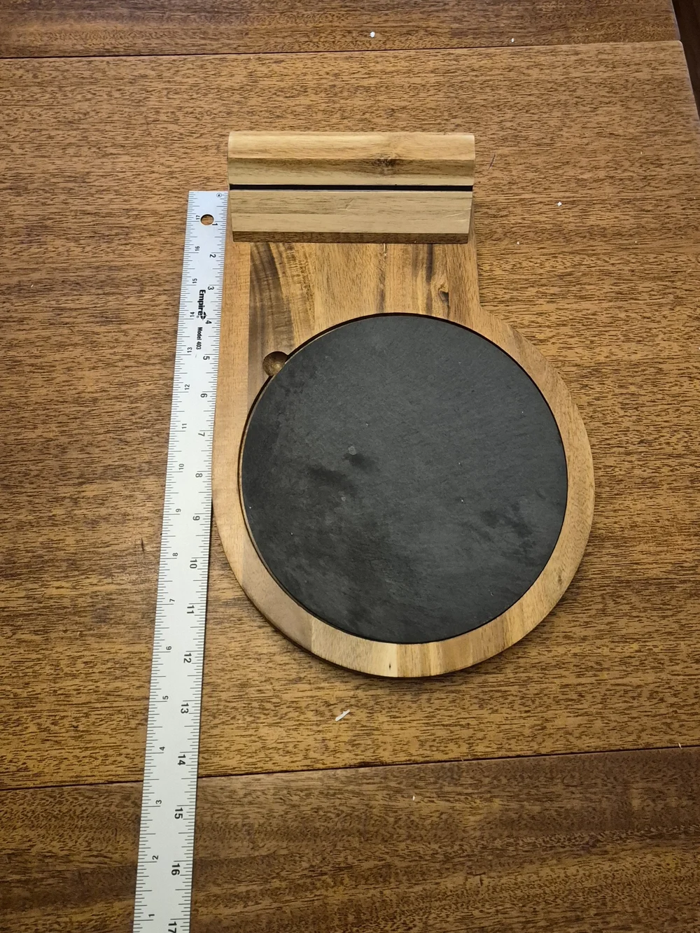 Acacia Wood Cheese Board with Black Slate Removable  Insert & Magnet Knife Hold